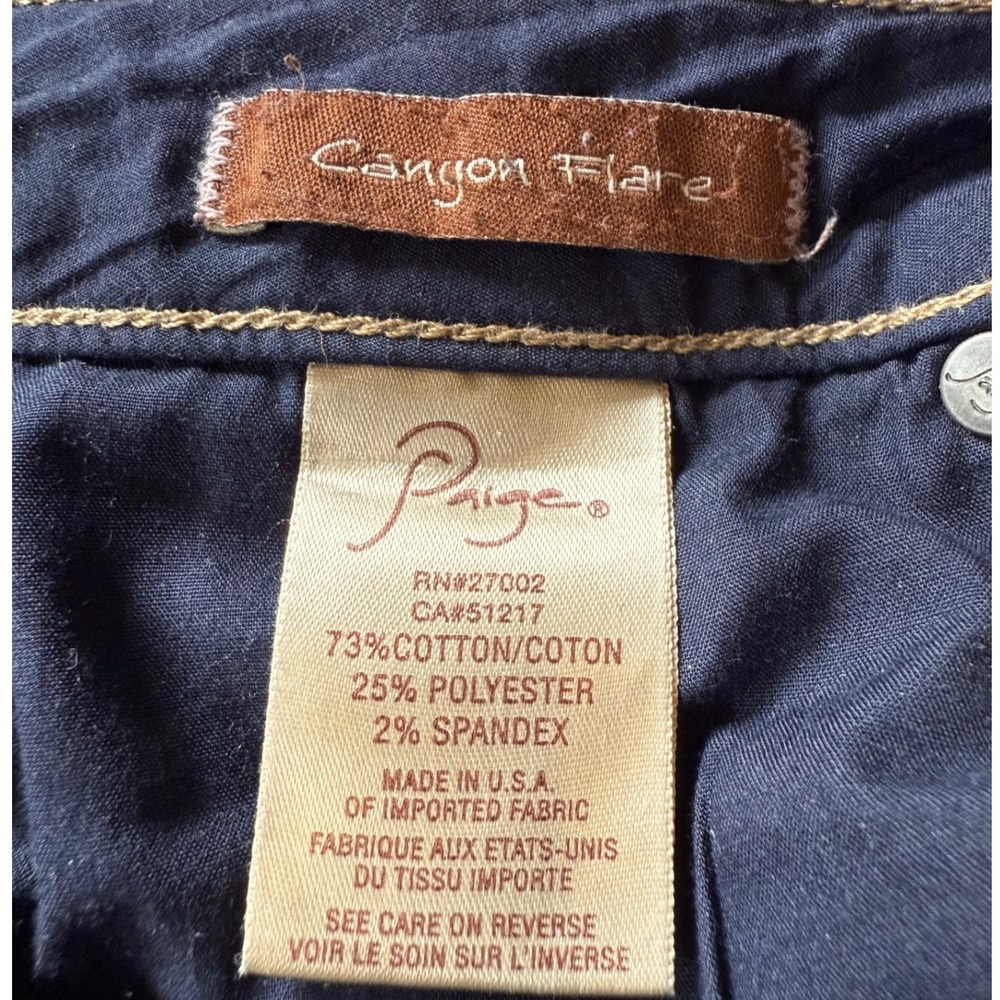 Paige Canyon Flare Jeans Dark Wash Denim Size 30 Made in USA‎ Stretch W3142 - Picture 6 of 11